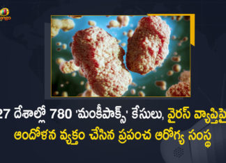 WHO 780 Cases of Monkeypox Reported as of June 2 in 27 Countries with an Increase of 203% Since May 13, WHO Says 780 Cases of Monkeypox Reported as of June 2 in 27 Countries, WHO Says with an Increase of 203% Since May 13, 780 Cases of Monkeypox Reported as of June 2 in 27 Countries, Monkeypox Reported In 27 Countries, 780 Cases of Monkeypox Reported, 780 cases of monkeypox reported from 27 countries as of June 2, A total of 780 laboratory-confirmed cases of monkeypox have been reported, Monkeypox outbreak, Multi-country monkeypox outbreak, Multi-country monkeypox, 780 laboratory-confirmed cases of monkeypox, monkeypox New cases, monkeypox cases News, monkeypox cases Latest News, monkeypox cases Latest Updates, monkeypox cases Live Updates, Mango News, Mango News Telugu,