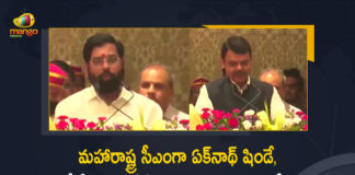 Shiv Sena Leader Eknath Shinde Takes Oath as New CM of Maharashtra Devendra Fadnavis as Deputy CM, Devendra Fadnavis as Deputy CM, Eknath Shinde Takes Oath as New CM of Maharashtra, New CM of Maharashtra, Shiv Sena Leader Eknath Shinde, Shinde Takes Oath as New Maharashtra CM, New Maharashtra CM, Eknath Shinde, Shiv Sena Leader, Devendra Fadnavis, Maharashtra New CM News, Maharashtra New CM Latest News, Maharashtra New CM Latest Updates, Maharashtra New CM Live Updates, Mango News, Mango News Telugu,