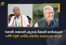 Congress Appoints Ashok Gehlot Bhupesh Baghel as Senior Observers For Gujarat and Himachal polls, Congress Appoints Bhupesh Baghel as Senior Observers For Gujarat and Himachal polls, Congress Appoints Ashok Gehlot as Senior Observers For Gujarat and Himachal polls, Senior Observers For Gujarat and Himachal polls, Gujarat and Himachal polls Senior Observers, Gujarat and Himachal polls, Himachal polls, Gujarat polls, Indian National Congress, Congress, Senior Observers, Bhupesh Baghel, Ashok Gehlot, Gujarat and Himachal polls News, Gujarat and Himachal polls Latest News, Gujarat and Himachal polls Latest Updates, Gujarat and Himachal polls Live Updates, Mango News, Mango News Telugu,