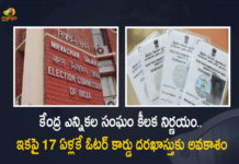 India Election Commission Allows Citizens Above 17 Years To Apply For Voter ID Card in Advance, ECI Allows Citizens Above 17 Years To Apply For Voter ID Card in Advance, Citizens Above 17 Years To Apply For Voter ID Card in Advance, Voter ID Card, Citizens Above 17 Years, India Election Commission enables citizens above 17 years to apply for Voter ID card in advance, ECI permits citizens above 17 years to enrol for Voter ID Card, India Election Commission, Election Commission Of India, advance registration of voter list for youth, Election Commission of India Says Above 17 Years Citizens To Apply For Voter ID Card in Advance, Above 17 Years youngsters can apply for Voter ID cards in advance, ECI added 14.5 million new voters, Advance Voter ID cards, Mango News, Mango News Telugu,