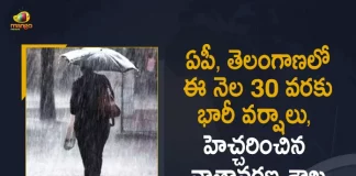 Hyderabad IMD Predicts Heavy Rain Fall in AP and Telangana For Next Three Days, IMD Predicts Heavy Rain Fall in AP and Telangana For Next Three Days, IMD Predicts Heavy Rain Fall in Telangana For Next Three Days, IMD Predicts Heavy Rain Fall in AP For Next Three Days, Hyderabad IMD, Heavy Rain Fall in AP and Telangana, AP and Telangana, Heavy Rains In AP and Telangana, IMD forecast Light to moderate Thunderstorms with rain accompained by lighting and gusty winds, Heavy Rain Fall, AP and Telangana Heavy Rains News, AP and Telangana Heavy Rains Latest News, AP and Telangana Heavy Rains Latest Updates, AP and Telangana Heavy Rains Live Updates, Mango News, Mango News Telugu,