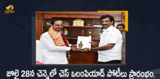 Tamil Nadu CM Stalin Invited CM KCR for Inaugural of Chess Olympiad on July 28, CM Stalin Invited CM KCR for Inaugural of Chess Olympiad on July 28, CM KCR for Inaugural of Chess Olympiad on July 28, Inaugural of Chess Olympiad on July 28, Chess Olympiad Inaugural on July 28, Tamil Nadu CM requested CM KCR to consider the invitation as personal invite and attend the Chess Olympiad Inaugural on July 28, Chess Olympiad Inaugural, FIDE Chess Olympiad Inaugural on July 28, 44th FIDE International Chess Olympiad, Tamil Nadu CM Stalin, Telangana CM KCR, 44th FIDE International Chess Olympiad at Mamallapuram Chennai on July 28, Tamil Nadu CM asked KCR to attend the inaugural function Of 44th FIDE International Chess Olympiad on July 28, 44th FIDE International Chess Olympiad News, 44th FIDE International Chess Olympiad Latest News, 44th FIDE International Chess Olympiad Latest Updates, 44th FIDE International Chess Olympiad Live Updates, Mango News, Mango News Telugu,