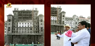 CM KCR Inspects Construction Work of New Secretariat Orders Officials to Complete as soon as possible, CM KCR Orders Officials to Complete as soon as possible, CM KCR Inspects Construction Work of New Secretariat, Construction Work of New Secretariat, New Secretariat Building, Telangana CM KCR, Construction Work, New Secretariat Building News, New Secretariat Building Latest News And Updates, New Secretariat Building Live Updates, Mango News, Mango News Telugu,