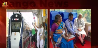 PM Modi Flagged off Gandhinagar-Mumbai Vande Bharat Express at Gandhinagar Station, Pm Modi Flags Off Vande Bharat Express, PM Modi Flags Off Gandhinagar-Mumbai Central, Mango News, Mango News Telugu, PM in Gujarat, PM Narendra Modi, PM Modi in Gujarat Live Updates, PM Modi To Flag Off Vande Bharat, Vande Bharat Express, Vande Bharat Express, Gandhinagar-Mumbai Central, PM Narendra Modi Latest News And Updates
