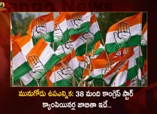 Munugode Assembly Bye-election: Congress Announced Star Campaigners List with 38 Members, Munugode Assembly Bye-election, Congress Announced Star Campaigners, Congress Campaigners List with 38 Members, Mango News, Mango News Telugu, Munugode Bypoll Elections, Munugode Bypoll, CM KCR News And Live Updates, Telangna Congress Party, Telangna BJP Party, YSRTP , Munugode By Polls, Munugode Election Schedule Release, Munugode Election, Munugode Election Latest News And Updates, Munugode By-poll, BRS Party, Prajashanti Party