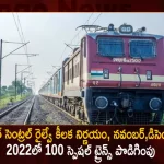 South Central Railway Extended the Run of 100 Special Trains during November December 2022, South Central Railway, South Central Railway Special Trains, 100 Special Trains during November December 2022, Mango News, Mango News Telugu, SCR Latest News And Updates, IRCTC, IRCTC Tourism , Indian Railway Catering and Tourism Corporation, South Central Railway, South Central Railway news And Live Updates