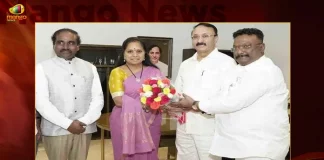 AP BRS President Thota Chandrashekar and Other Leaders Met MLC Kavitha in Hyderabad Today, AP BRS President Thota Chandrashekar Met MLC Kavitha in Hyderabad Today, AP BRS Leaders Met MLC Kavitha in Hyderabad Today, BRS MLC Kavitha, AP BRS President Thota Chandrashekar, AP BRS Leaders, Mango News, Mango News Telugu