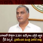 Minister Harish Rao Announces State Finance Department Gives Green Signal For 2391 Govt Posts in Telangana,Minister Harish Rao Announces,State Finance Department,Green Signal For 2391 Govt Posts,Govt Posts Telangana,Mango News,Mango News Telugu,Telangana Government,Telangana Govt Jobs 2023,Telangana Govt Jobs,Telangana Govt Jobs News And Live Updates,Telangana Govt Jobs Notification,Telangana Govt Jobs Notifications 2023,Telangana Govt Notifications 2023
