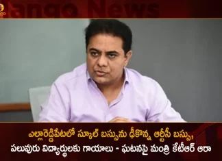 Minister KTR Inquires Rajanna Sircilla District Collector Over RTC Bus Hits School Bus Incident,Minister KTR Inquires,Rajanna Sircilla District Collector,RTC Bus Hits School Bus Incident,Mango News,Mango News Telugu,CM KCR News And Live Updates, Telangna Congress Party, Telangna BJP Party, YSRTP,TRS Party, BRS Party, Telangana Latest News And Updates,Telangana Politics, Telangana Political News And Updates