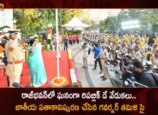 Telangana Governor Tamilisai Soundararajan Unfurls The National Flag at Raj Bhavan on Eve of Republic Day,Telangana Governor Tamilisai Soundararajan,Tamilisai Soundararajan Unfurls Flag,National Flag at Raj Bhavan,Republic Day,Mango News,Mango News Telugu,Republic Day,Decision on Republic Day Celebrations,Telangana Government's Decision,Republic Day Celebrations,Will Be Taken Into Consideration By The Central,Governor Tamilisai,Republic Day In India,Republic Day In Telangana,India Republic Day 2023,First Republic Day Of India,Republic Day Celebration In Hyderabad,Republic Day Events In Hyderabad,Republic Day Celebrations In India