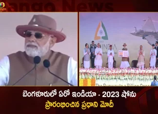 PM Modi Inaugurated Aero India 2023 at Air Force Station Yelahanka in Bengaluru Today,PM Modi Inaugurates,14th Edition Of Aerospace,Aerospace In Bengaluru,Mango News,MAngo News Telugu,National Politics News,National Politics And International Politics,National Politics Article,National Politics In India,National Politics News Today,National Post Politics,Nationalism In Politics,Post-National Politics,Indian Politics News,Indian Government And Politics,Indian Political System,Indian Politics 2023,Recent Developments In Indian Politics,Shri Narendra Modi Politics,Narendra Modi Political Views,President Of India,Indian Prime Minister Election