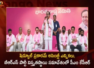 షెడ్యూల్ ప్రకారమే అసెంబ్లీ ఎన్నికలు, బీఆర్ఎస్ పార్టీ విస్తృతస్థాయి సమావేశంలో సీఎం కేసీఆర్ BRS Party Extensive Meeting: CM KCR Clarifies Assembly Elections will Done as per Schedule,BRS Party Extensive Meeting,CM KCR Clarifies Assembly Elections,Assembly Elections will Done as per Schedule,Mango News,Mango News Telugu,Telangana CM KCR rules out early polls,CM K Chandrashekhar Rao rules out early polls,MLAs To Stay In Constituencies,No early polls, Telangana election as per schedule,KCR Clarified No Early Elections in State,CM KCR Clarified Assembly Elections,Telangana Latest News,Telangana Political News And Updates,CM KCR News and Updates