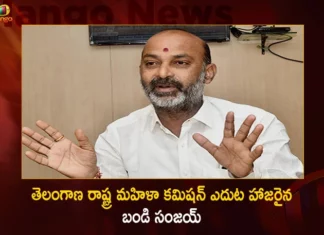 తెలంగాణ రాష్ట్ర మహిళా కమిషన్ ఎదుట హాజరైన బండి సంజయ్ Bandi Sanjay Appears Before Telangana Women Commission over his Derogatory Comments Against MLC Kavitha,Bandi Sanjay Appears Women Commission,Telangana Women Commission over Bandi Sanjay,Bandi Sanjay over his Derogatory Comments,Bandi Sanjay Comments Against MLC Kavitha,Mango News,Mango News Telugu,Derogatory remarks row,Derogatory remarks about K Kavitha,Telangana Women Commission Issues Notice,BRS Protests Against Bandis Comments,BRS Activists Protest,Derogatory Comments against MLC Kavitha,Delhi Liquor Policy Case,Telangana Political News And Updates,Telangana Womens Commission Latest Updates