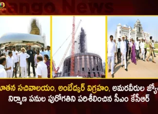 నూతన సచివాలయం, అంబేద్కర్ విగ్రహం, అమరవీరుల జ్యోతి నిర్మాణ పనుల పురోగతిని పరిశీలించిన సీఎం కేసీఆర్ CM KCR Inspects Ongoing Works Of New Secretariat 125 Feet Ambedkar Statue Telangana Martyrs' Memorial,CM KCR Inspects Ongoing works,CM KCR Inspects New Secretariat,KCR Inspects 125 Feet Ambedkar Statue,Telangana Martyrs Memorial,Mango News,Mango News Telugu,KCR Inspects Progress of Works,Telangana Latest News,Telangana News Today,Telangana Live News,CM KCR News And Live Updates,Telangana Ongoing Works Latest Updates,Telangana Political News And Updates,Telangana Secretariat Live News