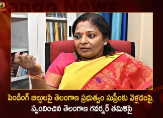 Governor Tamilisai Responds Over Telangana Govt Files Pill In Supreme Court Regarding Pending Bills,Governor Tamilisai Responds Over Telangana Govt,Telangana Govt Files Pill In Supreme Court,Telangana Govt Regarding Pending Bills,Mango News,Mango News Telugu,Telangana Moves Supreme Court,Telangana Govt Drags Governor Tamilisai,State Govt Files Petition In Supreme Court,Ts Govt Petition In Supreme Court ,Cm Kcr Govt Writ Petition In Supreme Court,Governor Tamilisai,Governor Tamilisai Latest News Updates