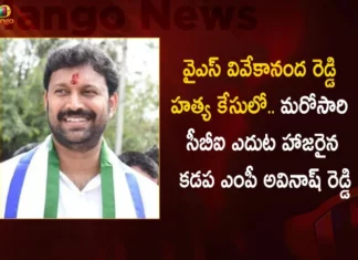 Kadapa MP Avinash Reddy Appears Before CBI For Enquiry in Ex-Minister YS Vivekananda Reddy Assassination Case,Kadapa MP Avinash Reddy Before CBI,CBI For Enquiry in Ex-Minister Case,YS Vivekananda Reddy Assassination Case,Mango News,Mango News Telugu,Kadapa MP Avinash Reddy Filed Petition,Viveka Murder Case,CBI serves fresh notice,YS Vivekananda Reddy murder,Telangana Latest News,Telangana News Today,Telangana High Court Latest News,Telangana High Court Live News,Andhra pradesh Politics,MP Avinash Reddy Latest News,CBI Enquiry For MP Avinash Reddy