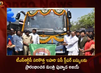 టీఎస్ఆర్టీసీ సరికొత్త ‘లహరి’ ఏసీ స్లీపర్ బస్సులను ప్రారంభించిన మంత్రి పువ్వాడ అజయ్ కుమార్ Minister Puvvada Ajay Kumar Inaugurates Lahari Ac Sleeper Buses of TSRTC at LB Nagar in Hyderabad Today,Minister Puvvada Ajay Kumar Inaugurates Lahari Buses,Lahari Ac Sleeper Buses, Ac Sleeper Buses of TSRTC at LB Nagar,Lahari Ac Sleeper Buses in Hyderabad Today,Mango News,Mango News Telugu,Minister Puvvada Ajay Kumar,Minister Puvvada Ajay Kumar Latest News,Minister Puvvada Ajay Kumar Latest Updates,Lahari Ac Sleeper Buses Latest News.Lahari Ac Sleeper Buses News Today,Hyderabad News,Telangana News,Telangana Latest News And Updates