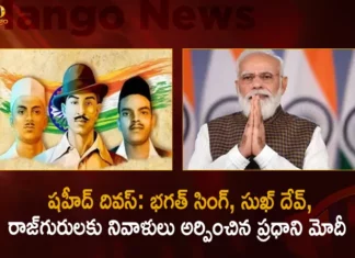PM Modi Paid Tributes To Bhagat Singh Sukhdev And Rajguru On The Occasion Of The Shaheed Diwas Today,PM Modi Paid Tributes To Bhagat Singh,PM Modi On The Occasion Of The Shaheed Diwas,Shaheed Diwas Today,Tributes To Sukhdev And Rajguru,Mango News,Mango News Telugu,PM Modi HM Amit Shah Pay Tribute To Freedom Fighters,Shaheed Diwas 2023,PM Modi Pays Tributes To Freedom Fighters,Indian Prime Minister Narendra Modi,Narendra Modi Latest News And Updates,Leaders Pay Tributes On Shaheed Diwas