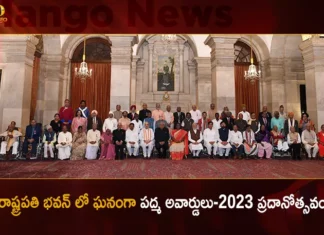 President Droupadi Murmu Presented 3 Padma Vibhushan 4 Padma Bhushan and 47 Padma Shri Awards for Year 2023 at Rashtrapati Bhavan,President Droupadi Murmu Presented 3 Padma Vibhushan Awards,Droupadi Murmu Presented 4 Padma Bhushan Awards,47 Padma Shri Awards Presented by President,President Droupadi Murmu Awards for Year 2023,Rashtrapati Bhavan 2023 Awards,Mango News,Mango News Telugu,President Murmu Confers Padma Awards,President of India Presents Padma Awards 2023,List of Padma Awards Conferred,President Droupadi Murmu Latest News