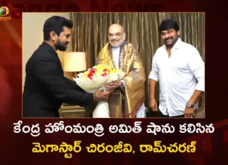 Tollywood Actors Megastar Chiranjeevi and Ram Charan Meets Union Home Minister Amit Shah at Delhi,Tollywood Actors Megastar Chiranjeevi,Tollywood Actor Ram Charan Meets Union Home Minister,Union Home Minister Amit Shah,Megastar Chiranjeevi Meets Amit Shah,Megastar Chiranjeevi and Ram Charan Meets Amit Shah,Mango News,Mango News Telugu,Tollywood Actors at Delhi,Ram Charan calls on Amit Shah in Delhi,Chiru & Charan with Union Home Minister,Amit Shah Met RRR Fame Actor Ram Charan