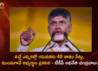 వచ్చే ఎన్నికల్లో యువతకు 40 శాతం సీట్లు ఇస్తాం, ముందుగానే అభ్యర్థులను ప్రకటిస్తాం – టీడీపీ అధినేత చంద్రబాబు TDP Chief Chandrababu Naidu Announces Will Give 40 Percent Seats For Youth For Next Elections In AP,TDP Chief Chandrababu Naidu,Chandrababu Naidu Announces 40 Percent Seats For Youth,TDP Seats For Youth For Next Elections In AP,Mango News,Mango News Telugu,Chandrababu Promises To Give 40% Tickets To Youth,TDP To Give 40% Seats To Youth,40% Tickets To Youth,Naidu Declares 40% Tickets To Youth,Elections In AP,AP Elections,AP Elections Latest News,Andhra Pradesh TDP Elections News Today