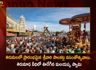 Three Days of Annual Salakatla Vasanthotsavam of Lord Venkateswara Begins in Grand Way at Tirumala Today,Three Days of Annual Salakatla Vasanthotsavam,Vasanthotsavam of Lord Venkateswara Begins,Grand Way at Tirumala Today,Mango News,Mango News Telugu,Annual Vasanthotsavam at Tirumala from April 3 to 5,TTD Vasanthotsavam Seva Details,Tirumala Today News,Salakatla Vasanthotsavam Latest News,Salakatla Vasanthotsavam Latest Updates,Tirumala Live News