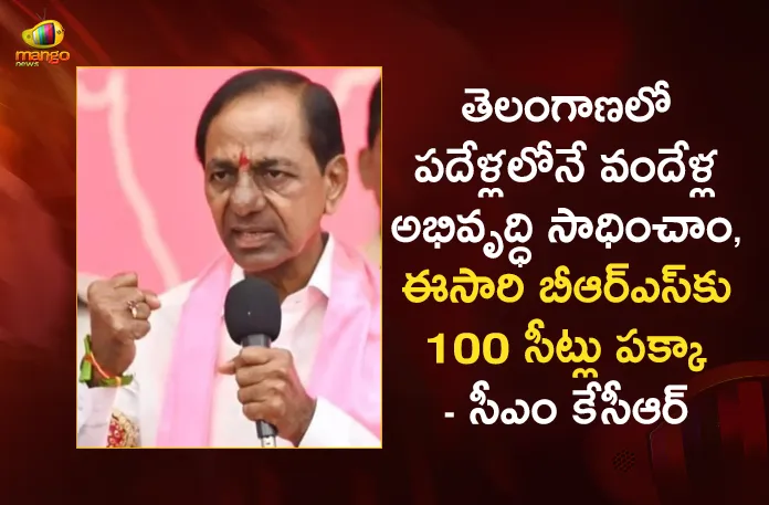 CM KCR Says BRS Will Win 95-105 Out of Total 119 Assembly Seats in Coming Elections in Telangana,CM KCR Says BRS Will Win 95-105 Seats,BRS Will Win 95-105 Out of Total 119 Assembly Seats,Mango News,Mango News Telugu,Total 119 Assembly Seats in Coming Elections,Elections in Telangana,Telangana CM KCR predicts BRS win,BRS will score a hat-trick in assembly,Telangana Assembly Election,Aim To Win 105 Seats In Next Assembly,BRS will retain power,CM KCR News And Live Updates,Telangana Political News And Updates,Hyderabad News,Telangana News