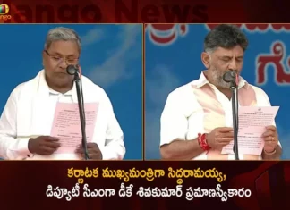 Congress Leader Siddaramaiah Takes Oath as Chief Minister and KPCC Chief DK Shivakumar Sworn in as Deputy CM of Karnataka,Congress Leader Siddaramaiah Takes Oath as Chief Minister,Siddaramaiah Takes Oath as Chief Minister,KPCC Chief DK Shivakumar,DK Shivakumar Sworn in as Deputy CM,KPCC Chief DK Shivakumar as Deputy CM of Karnataka,Mango News,Mango News Telugu,Siddaramaiah,DK Shivakumar,Congress Leader Siddaramaiah,Congress Leader Siddaramaiah Latest News,Congress Leader Siddaramaiah Latest Updates,KPCC Chief DK Shivakumar Latest News,KPCC Chief DK Shivakumar Latest Updates,Congress's Show Of Strength At Karnataka,Karnataka Politics Live