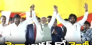 Modi with Mega Brothers,swearing-in ceremony BJP, TDP, Jana Sena, Chandrababu, Modi, Chiranjeevi, Pawan Kalyan