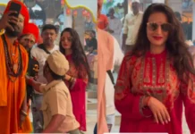 Maha Shivaratri Ameesha Patel Faces Discomfort Amid Fan Frenzy At Temple, Ameesha Patel Faces Discomfort, Ameesha Patel Faces Discomfort Amid Fan Frenzy At Temple, Ameesha Patel, Bollywood Actress, Maha Shivaratri, Temple Security, Viral Video, Maha Shivaratri,Maha Shivaratri 2025,Maha Shivaratri Songs 2025,Maha Shivaratri Special, Bollywood, Bollywood News, Bollywood Live Updates, Bollywood Latest News, Movie News, Movie Updatwes, Mango News, Mango News Telugu