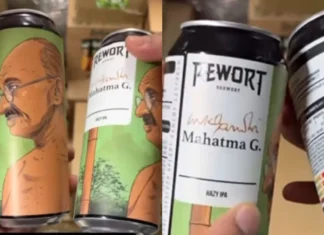 గాంధీ చిత్రాలతో బీర్లు.. నెటిజన్ల ఆగ్రహం..