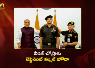 Olympic Champion Neeraj Chopra Conferred Honorary Lieutenant Colonel Rank in Indian Army