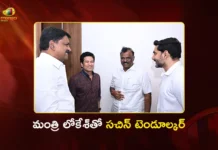 Minister Nara Lokesh Meets Legendary Cricketer Sachin Tendulkar in Puttaparthi
