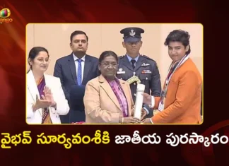 14-Year-Old Cricket Prodigy Vaibhav Suryavanshi Receives Pradhan Mantri Rashtriya Bal Puraskar