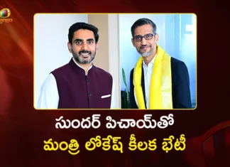 Minister Lokesh Meets Google CEO Sundar Pichai, Urges Investment in AP Drone City