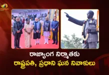 డా. బీఆర్. అంబేద్కర్ వర్ధంతి.. రాష్ట్రపతి ముర్ము, ప్రధాని మోదీ ఘన నివాళులు President Murmu, PM Modi, VP Radhakrishnan Pay Floral Tributes to Dr. BR Ambedkar at Parliament