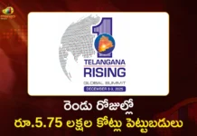 తెలంగాణ రైజింగ్ గ్లోబల్ సమ్మిట్.. రెండు రోజుల్లో రూ.5.75 లక్షల కోట్లు పెట్టుబడులు Telangana Rising Global Summit MoUs Worth ₹5.75 Lakh Crore Signed in Two Days