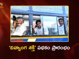 AP CM Chandrababu and Dy CM Pawan Kalyan Launches Divyang Shakti Free Bus Scheme