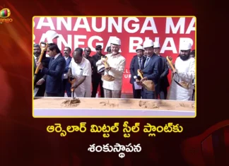 CM Chandrababu Lays Foundation For ArcelorMittal Nippon Steel Plant in Anakapalli