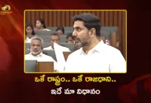 Minister Nara Lokesh Says in Assembly, One State, One Capital Is Our Policy