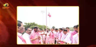 BRS 26th Formation Day Working President KTR Hoists Party Flag Telangana Bhavan