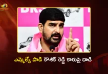 High Tension in Karimnagar BJP Activists Vandalise MLA Padi Kaushik Reddy’s Car