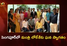 Minister Nara Lokesh Received Grand Welcome by NRIs During Singapore Visit