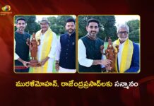 AP Minister Nara Lokesh Felicities Padma Shri Winners Murali Mohan and Rajendra Prasad in Delhi