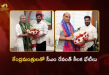 CM Revanth Reddy Meets Union Ministers Rajnath Singh and Manohar Lal Khattar During Delhi Tour