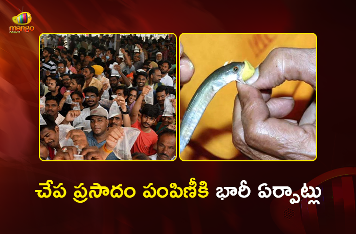 Hyderabad Fish Prasadam Distribution To Begin on June 8 at NampallyExhibition Grounds Hyderabad Fish Prasadam Distribution To Begin on June 8 at NampallyExhibition Grounds