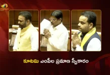 VP Radhakrishnan Administers Oath By 4 Newly Elected AP Rajya Sabha MPs