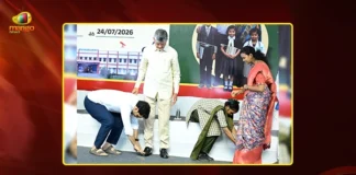 Minister Nara Lokesh Seeks Blessings From CM Chandrababu at Mega Parent-Teacher Meeting