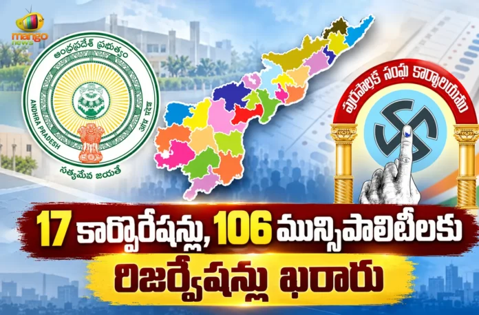 AP Govt Finalizes Reservations For 17 Municipal Corporations and 106 Municipalities AP Govt Finalizes Reservations For 17 Municipal Corporations and 106 Municipalities