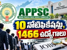 APPSC Releases 10 Preliminary Notifications To Fill 1,466 Vacancies Across Departments